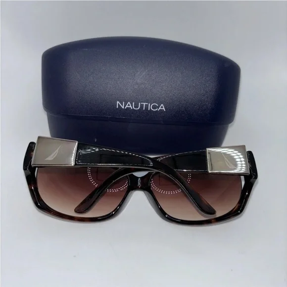 Nautical Rectangle Brown Tortoise Sunglasses Womens Lightweight With Hard Case - Picture 3 of 7